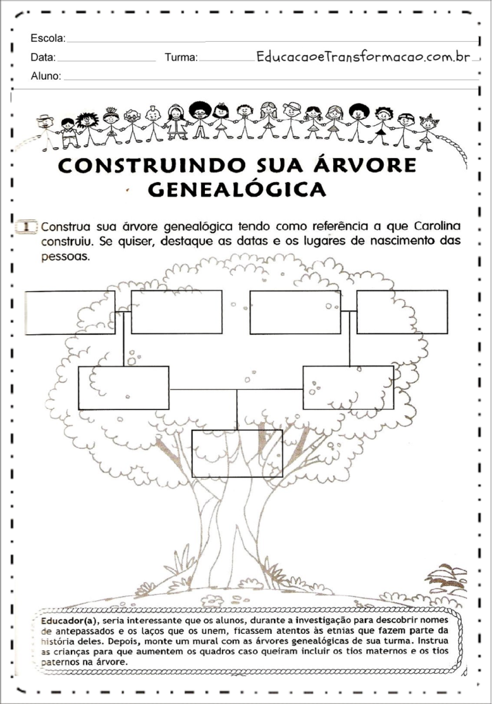 atividade arvore genealogica pdf